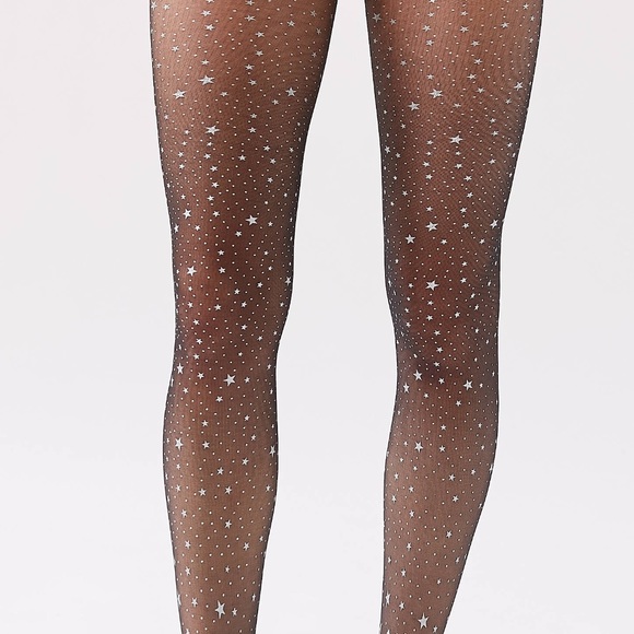 Urban Outfitters Silver Star Tights Nwt 